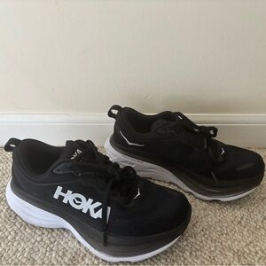 Hoka Bondi 8 Black and White Shoes
